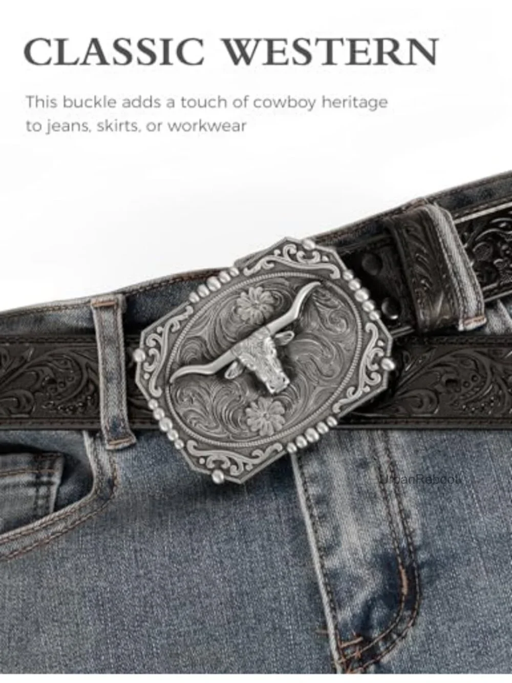 Western Style Belt Buckle 1.5 Inch Cowboy Cowgirl Replaceable Metal